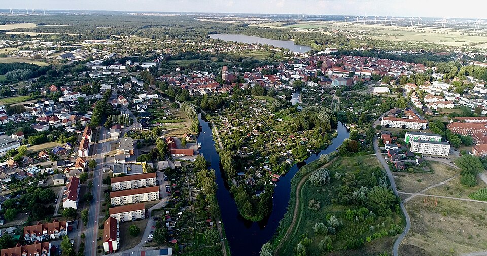 Terrassendach-Fachbetriebe in Parchim: Luftbild, Altstadt